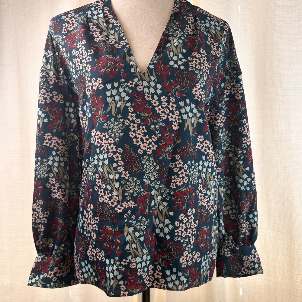 NWT Joie Women's Multicolor Floral V-Neck‎ Lightweight Summer Blouse Size XL